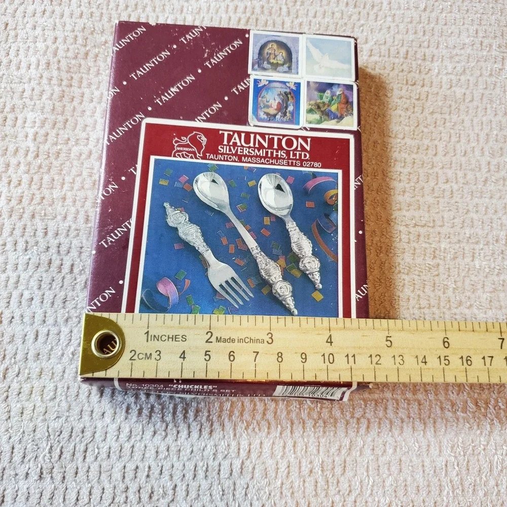Taunton‎ Silversmiths Chuckles 3-Piece Child Set Silver Plated Vtg In Box